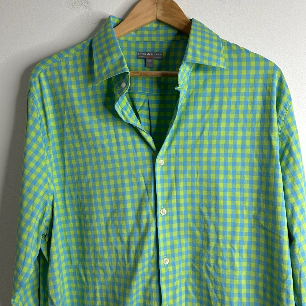 Peter Millar Wicking Gingham Button Down Shirt Me… - image 2